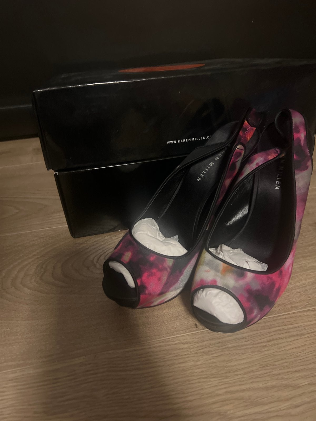 Karen Millen Multicolour Peep-Toe Slingback Pumps Maat 38, Pumps, Overige kleuren, Ophalen of Verzenden, Zo goed als nieuw