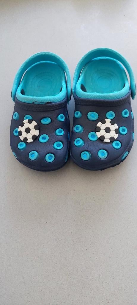 Leuke blauwe kinderschoenen met voetbalmotief, Gebruikt, Jongen of Meisje, Schoenen, Ophalen of Verzenden