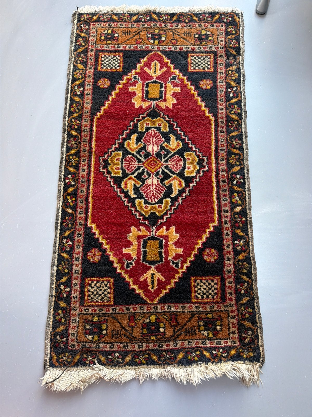 Vintage Perzisch tapijt 20x100 cm - Handgeknoopt, Minder dan 50 cm, Gebruikt, 50 tot 100 cm, Ophalen of Verzenden