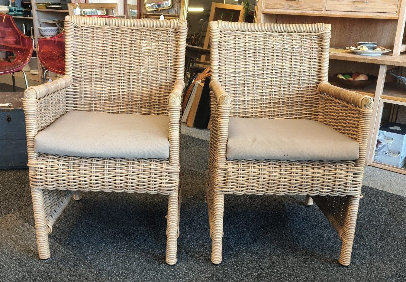 Rieten fauteuils Seasons Outdoor stoelen wicker tuinstoelen, Ophalen, Riet, Gebruikt, Twee