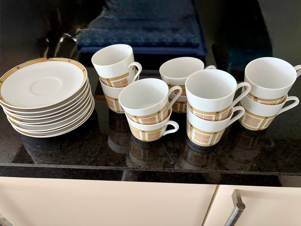 Retro koffie/thee servies, 10-delig, incl theepot., Ophalen, Zo goed als nieuw, Overige stijlen, Porselein