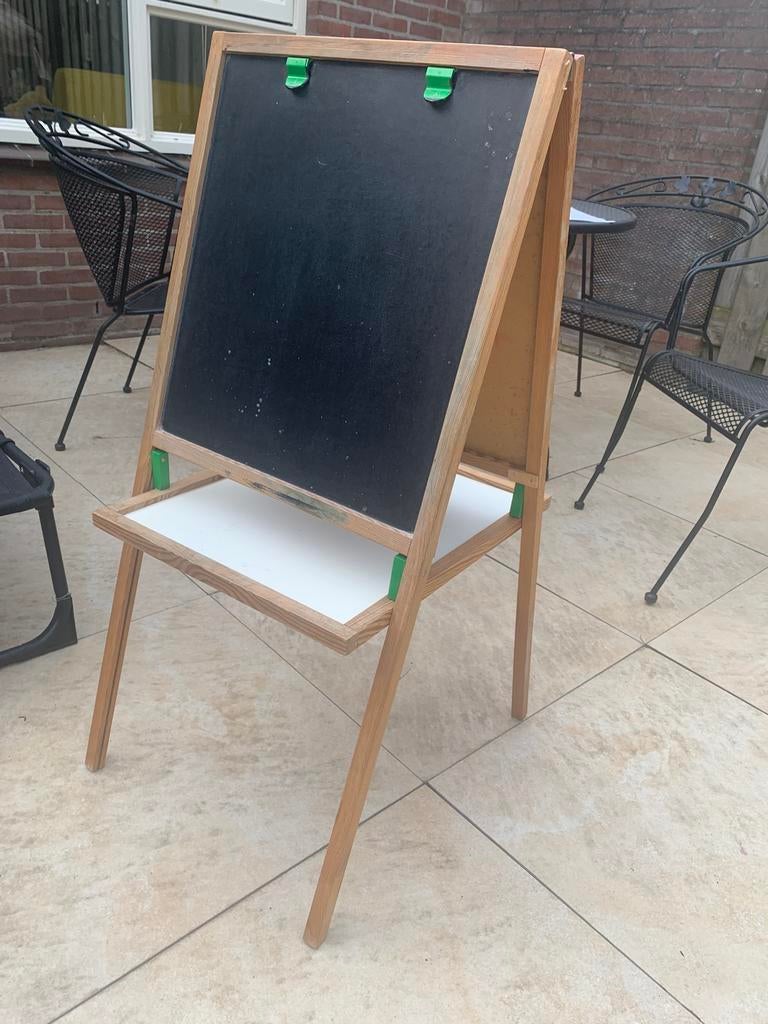 Vintage schoolbord met white board., Ophalen, Gebruikt, Krijtbord