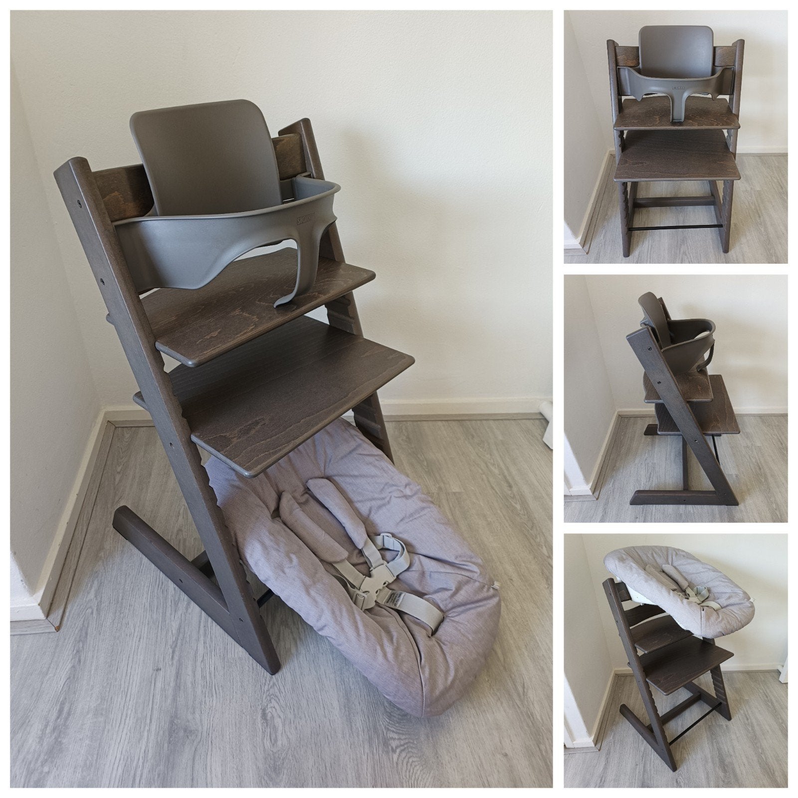 Stokke Tripp Trapp hazy grey+babyset, 2 standen newbornset