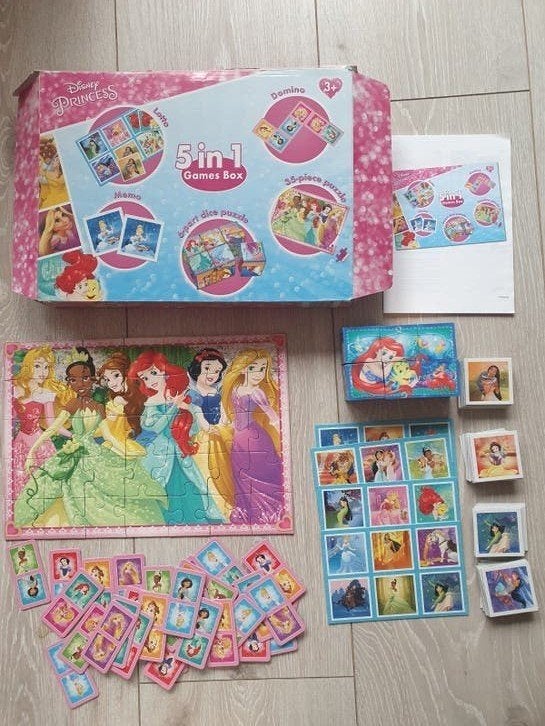 Spellendoos 5 in 1  Memory, Domino,Lotto  Puzzel, Blokpuzzel, Drie of vier spelers, Ophalen of Verzenden, Zo goed als nieuw