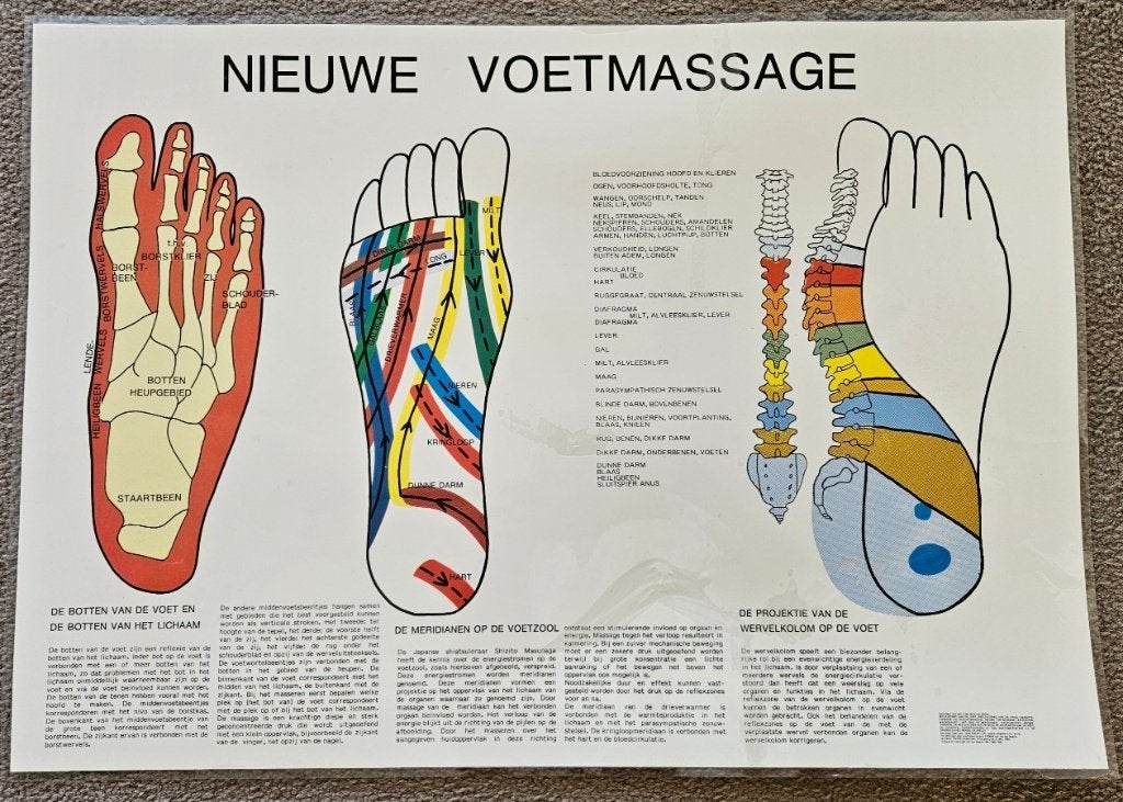 Poster voetmassage - voetreflex, geplastificeerd 60x42cm, Ophalen, Gebruikt, Overige typen