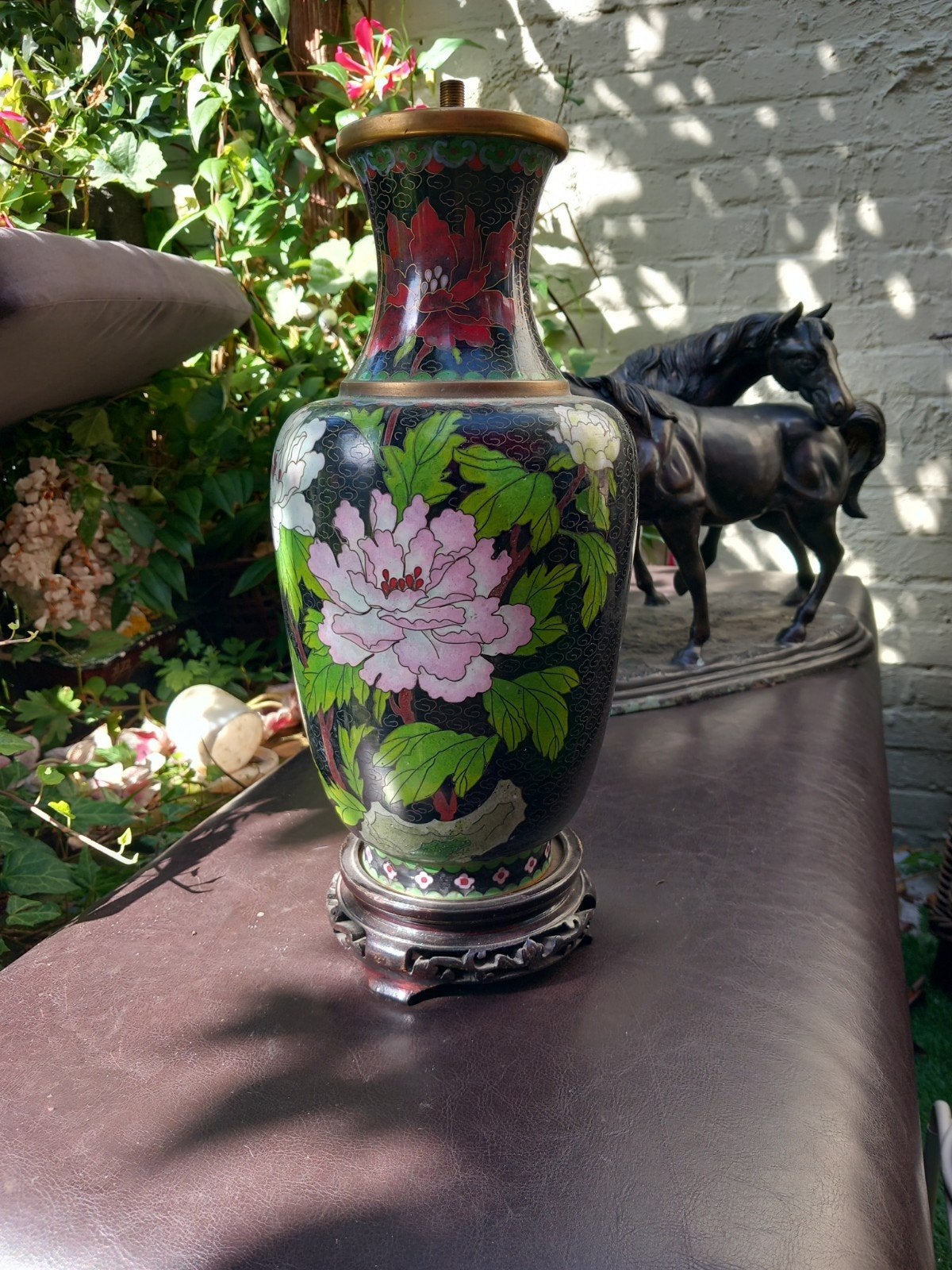 Cloisonné vaas lampenvoet, 36 cm, onbeschadigd, Antiek en Kunst, Ophalen of Verzenden