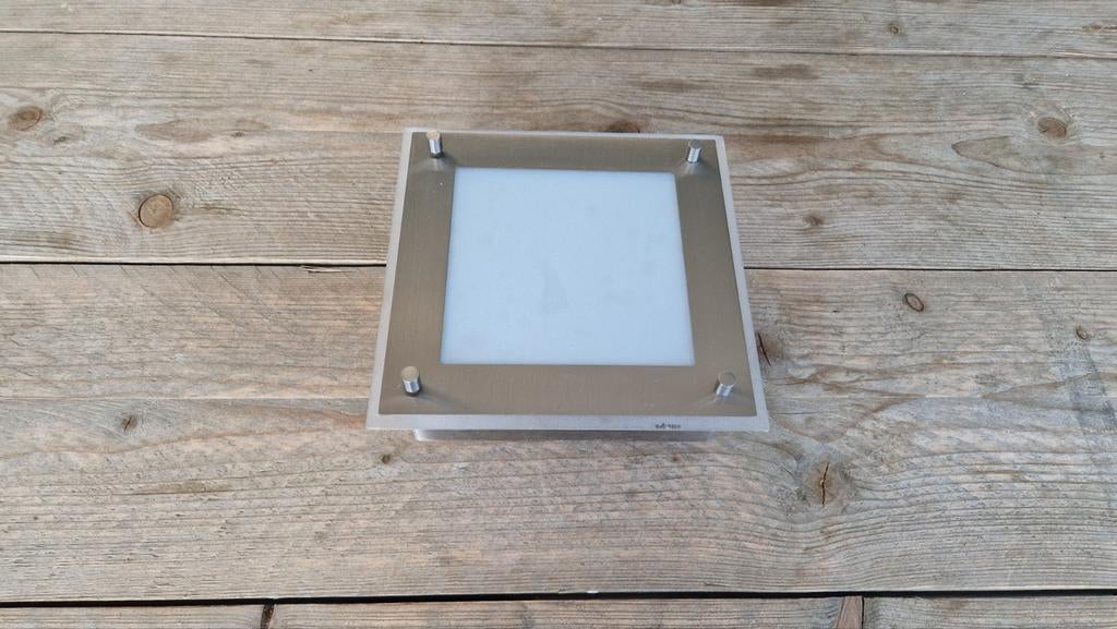 Moderne RVS Plafondlamp / Wandlamp met Melkglas, Ophalen, Zo goed als nieuw, Modern, Industrieel