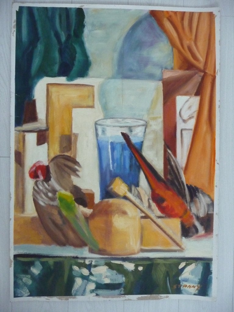SCHILDERSTUK op karton van Stan Van Velthoven - Ossendrecht, Antiek en Kunst, Ophalen