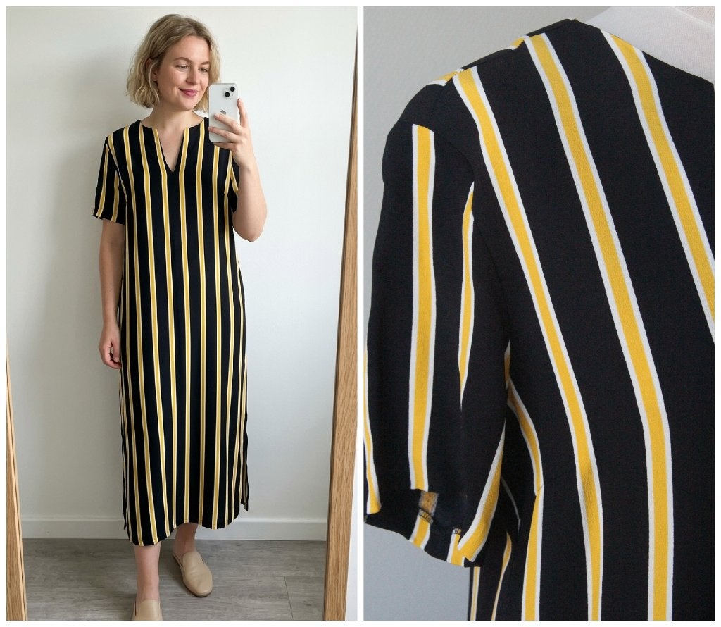 Summum - prachtige maxi jurk - zwart geel - maat 38, Maat 38/40 (M), Summum, Verzenden, Zwart