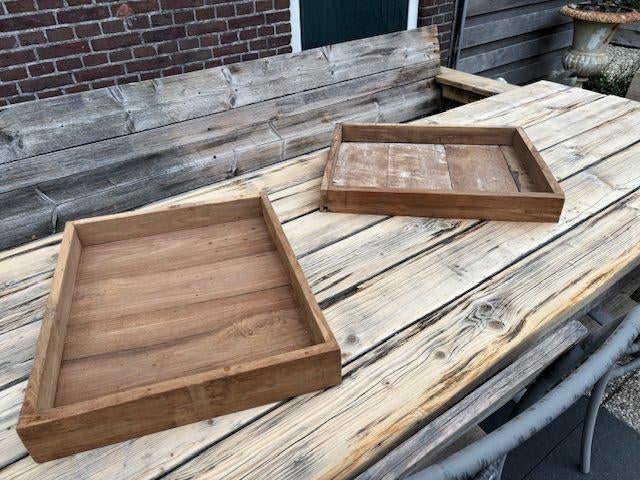 2 x XL dienblad dienbladen hout brocante, Huis en Inrichting, Woonaccessoires | Dienbladen, Hout, Rechthoekig, Ophalen