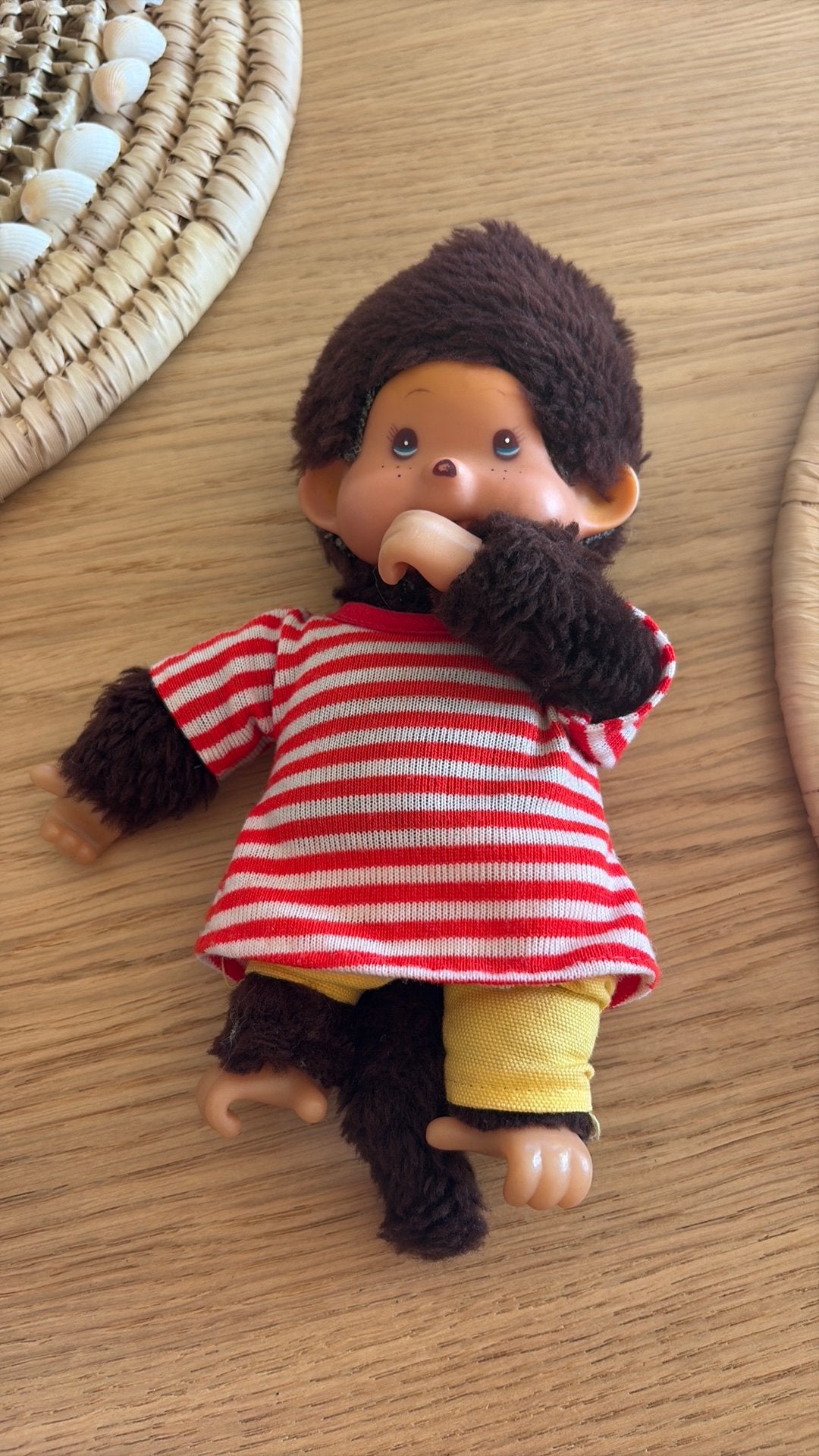 Vintage Monchhichi Sekiguchi Blauw/Bruine Ogen jaren ‘70, Ophalen of Verzenden, Gebruikt