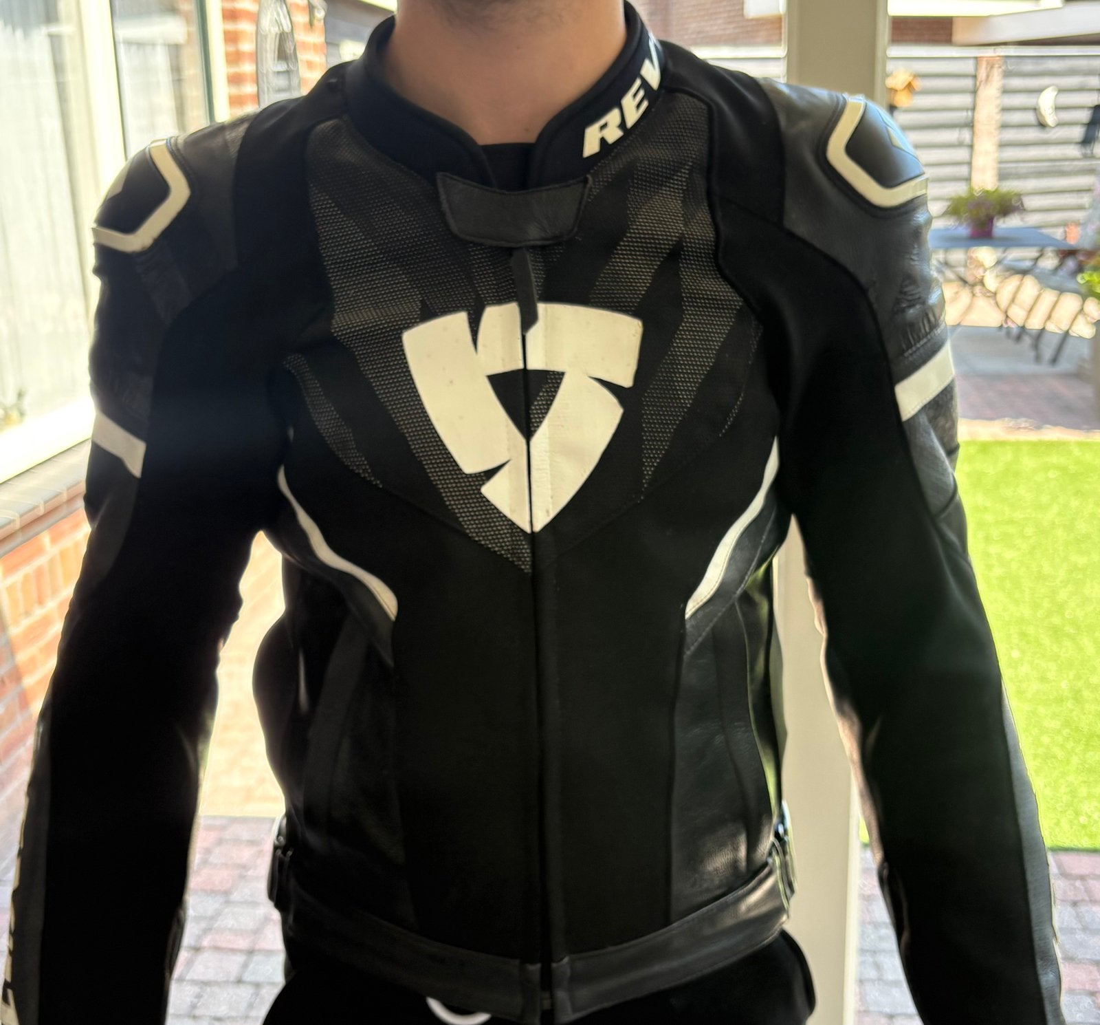 Revit leren motorjas (maat 46), Motoren, Kleding | Motorkleding, Ophalen, Tweedehands, Jas | leer