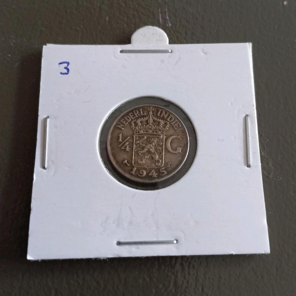 1/4 gulden Nederlands Indië 1945, Postzegels en Munten, Munten | Nederland, Ophalen of Verzenden, Koningin Wilhelmina, 25 cent