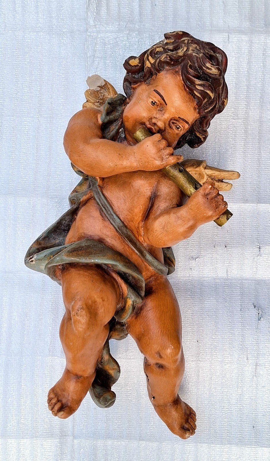 Oude Decoratie Engel met Fluit - 40 cm, Ophalen of Verzenden