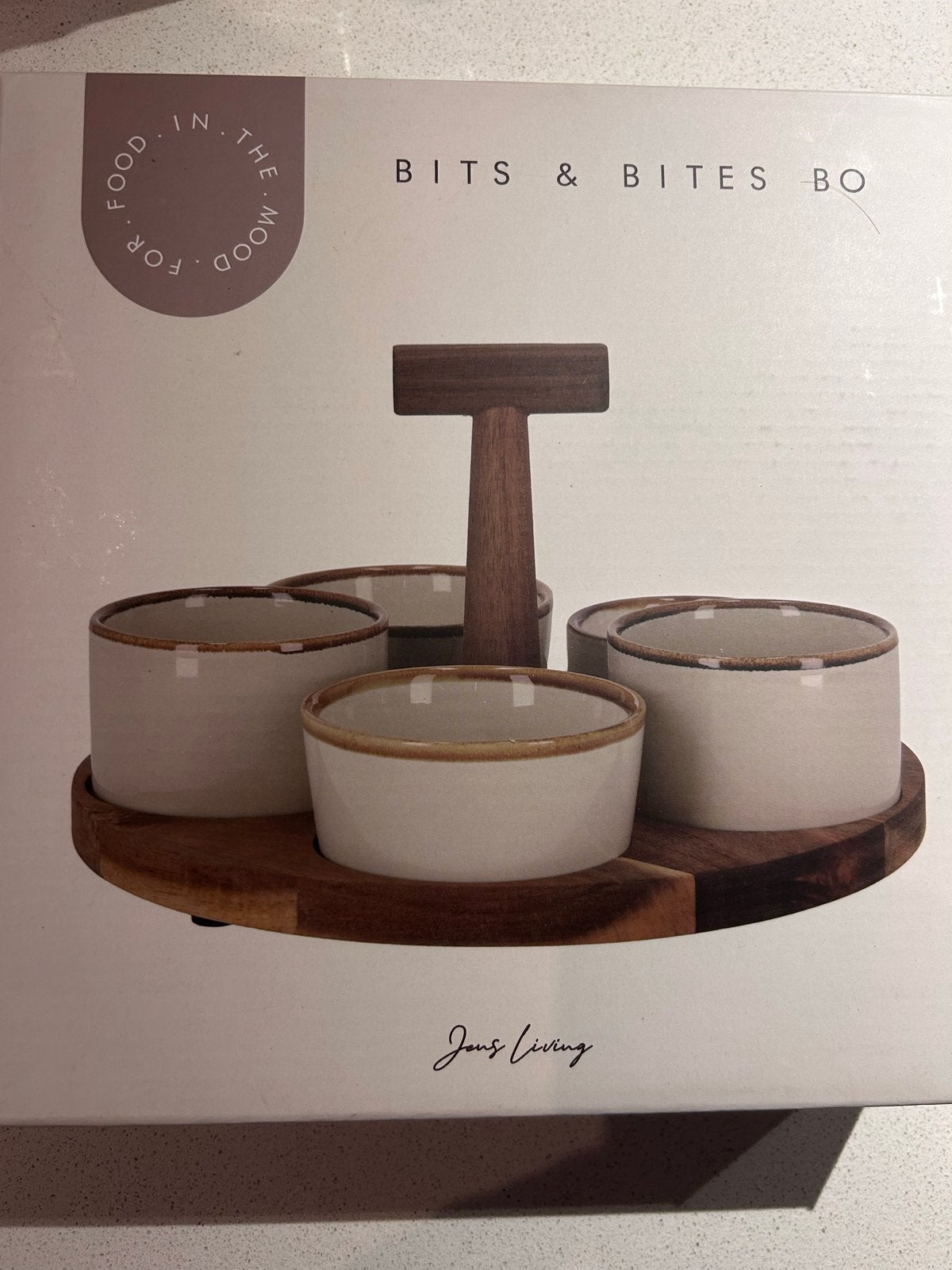 Jens Living Bits & Bites serveerset met 4 schaaltjes, Ophalen, Met handvatten, Schaal, Rond