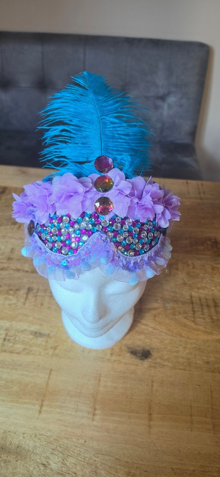 skibril carnaval 11/11 festival paars/blauw, Handgemaakt, Verzenden, Nieuw, Carnaval