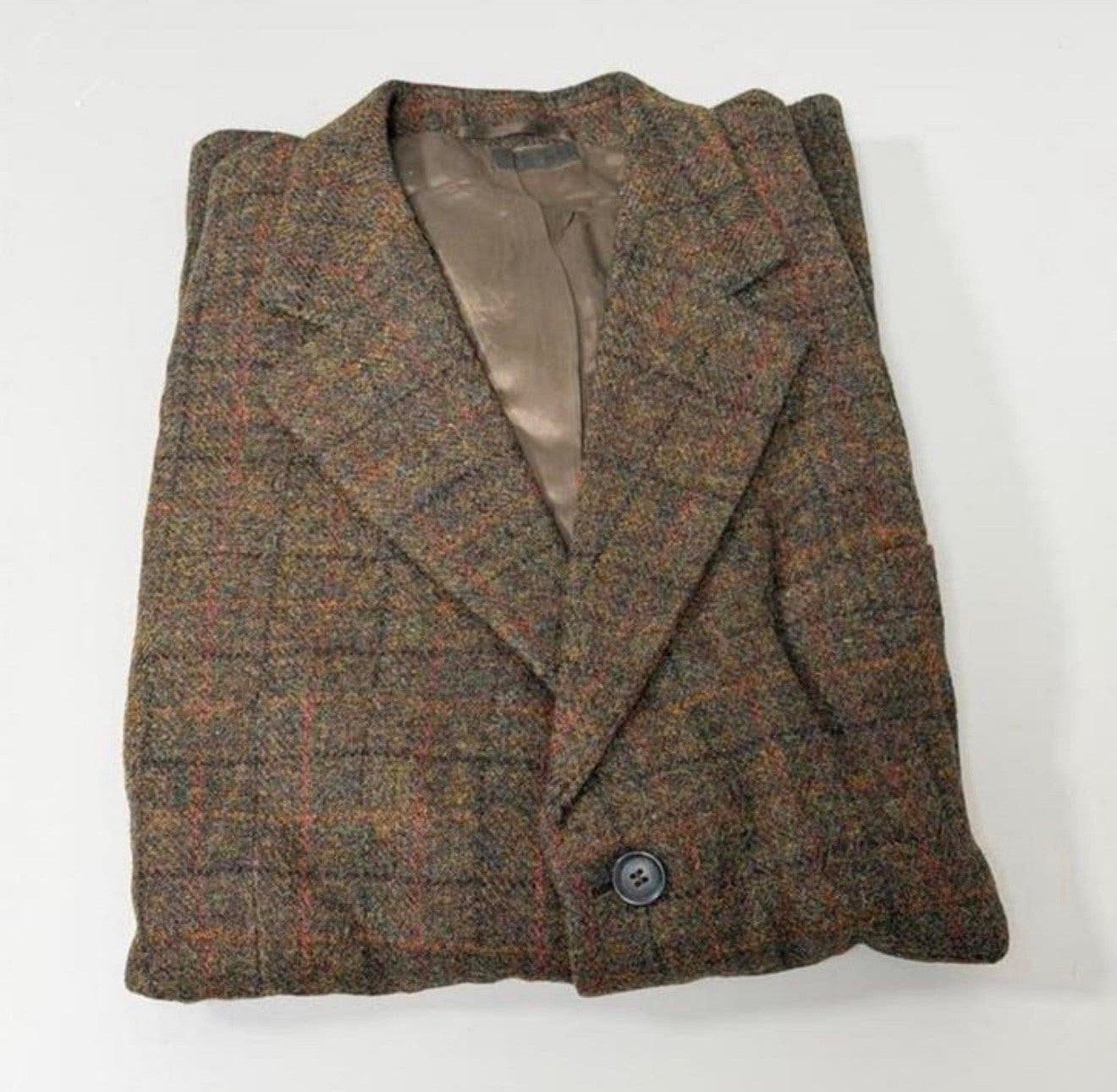 Vintage Harris Tweed Heren Colbert Wol wollen bruin Maat XL, P, Bruin, P, P