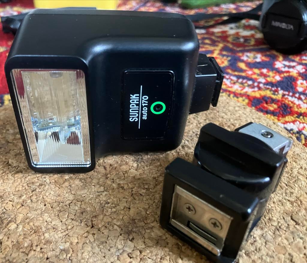 Minolta Dynax SPxi camera met zoomlens en flitsers, Ophalen of Verzenden, Gebruikt, Overige merken