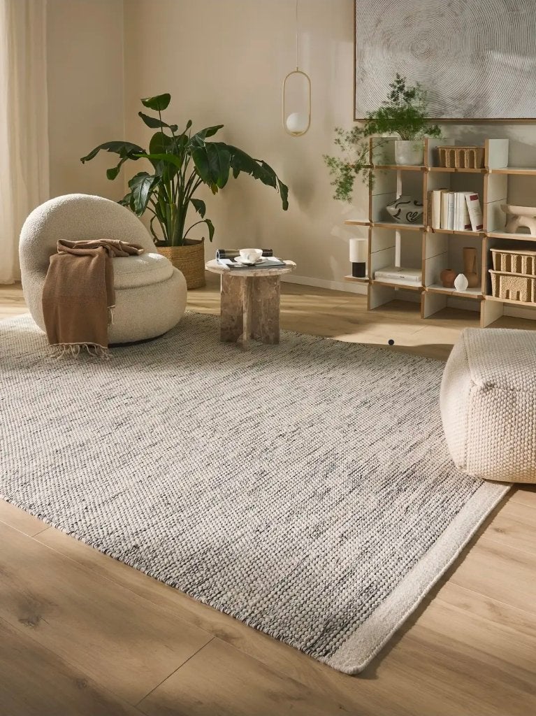 Wollen vloerkleed - 285x200cm - Rocco Beige/Zwart, Ophalen, Gebruikt, Vloerkleed, 200 cm of meer