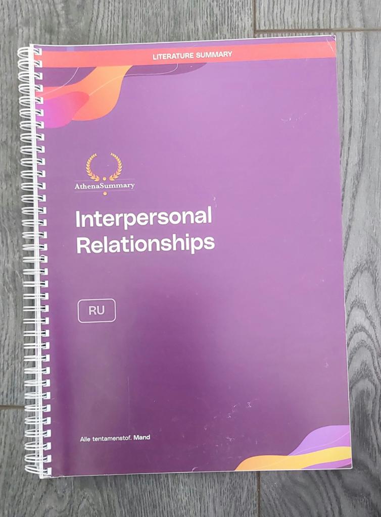 Interpersonal Relationships - Athena Summary, Ophalen of Verzenden, WO, Radboud University