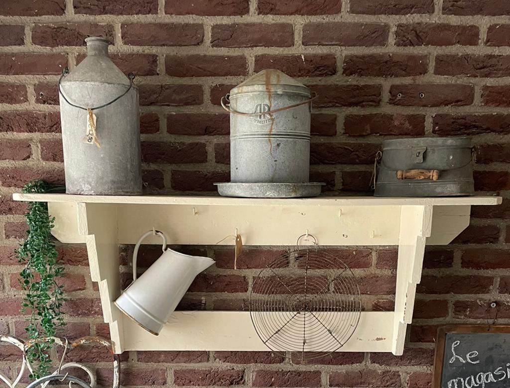 Brocante oud houten keukenrek / regaal / wandrek, Antiek en Kunst, Ophalen of Verzenden