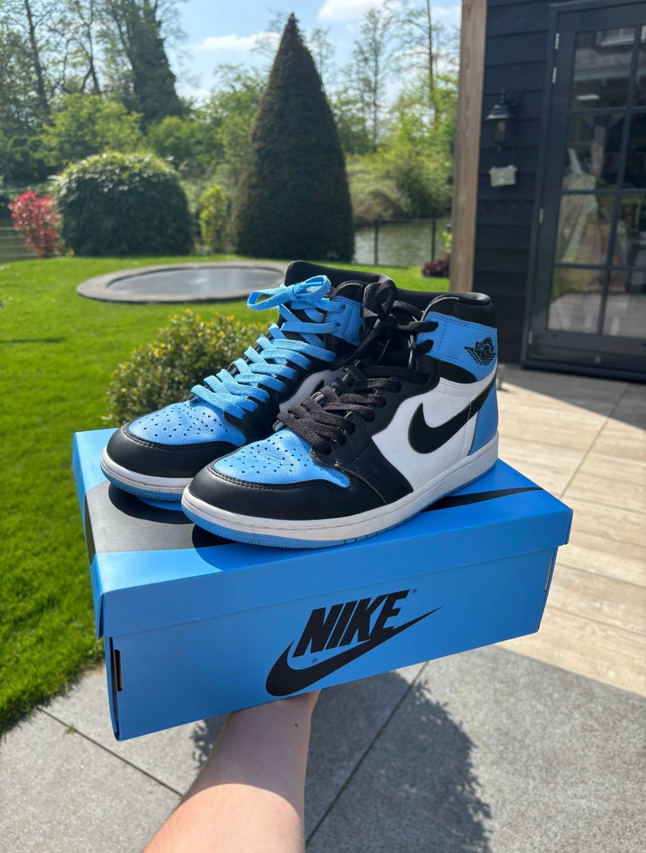 Jordan 1 high unc toe maat 43, Blauw, Ophalen of Verzenden, Sneakers of Gympen, Zo goed als nieuw