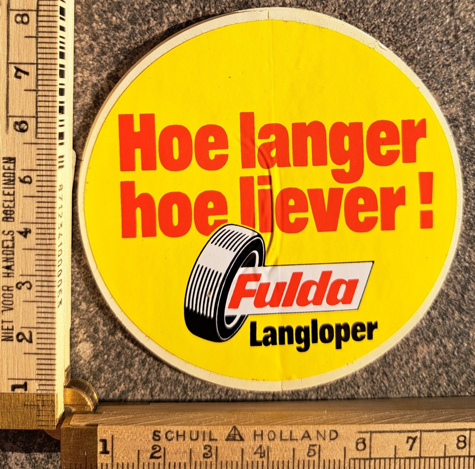 Vintage sticker Fulda langloper autoband merk logo, Ophalen of Verzenden, Zo goed als nieuw