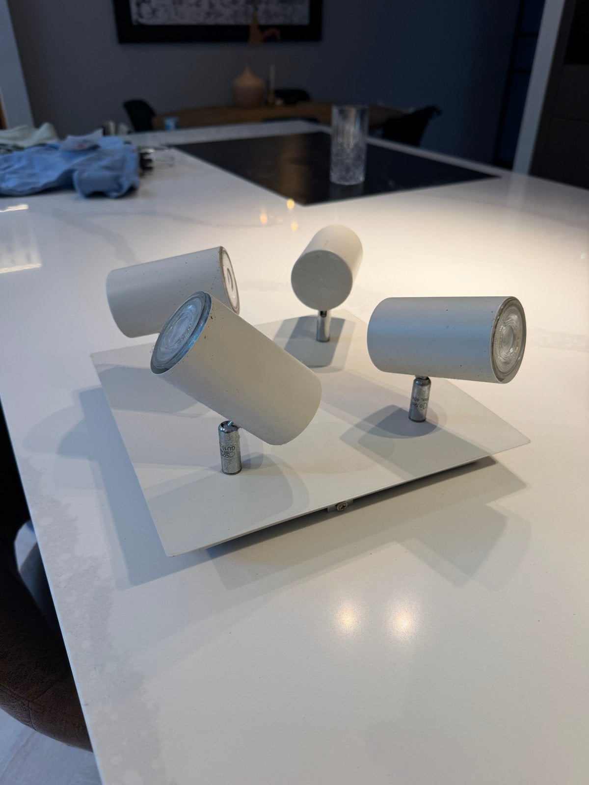 Witte plafondspot met 4 richtbare spots, Wit, Gebruikt, Modern, Verstelbaar