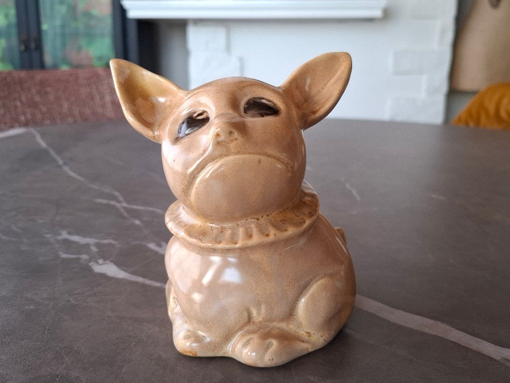 Keramieken Franse Bulldog Beeldje – Jaren '30 Art Deco Stijl, Antiek en Kunst, Ophalen of Verzenden