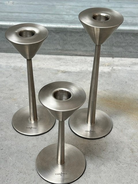 Gero kaarsenstandaard 3x jaren 90 design kaarsenhouders RVS, Gebruikt, ., Ophalen of Verzenden, .