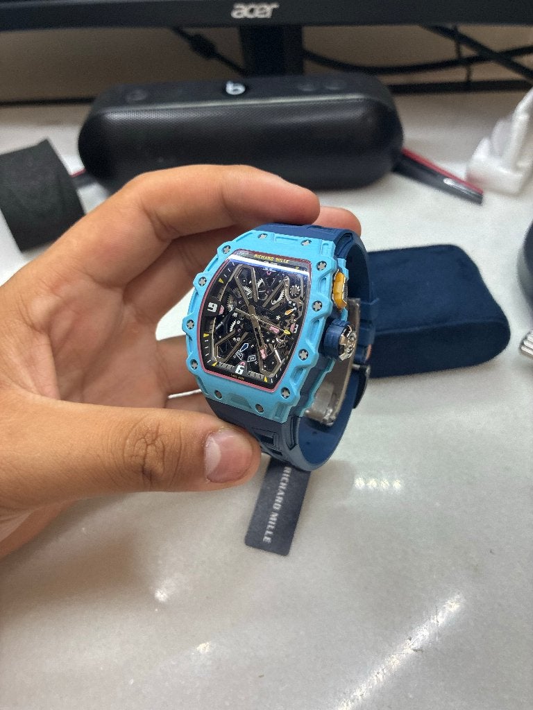 Richard mille 35-03 pastel blauw, Sieraden, Tassen en Uiterlijk, Horloges | Heren, Ophalen of Verzenden, Nieuw, Staal, Overige merken