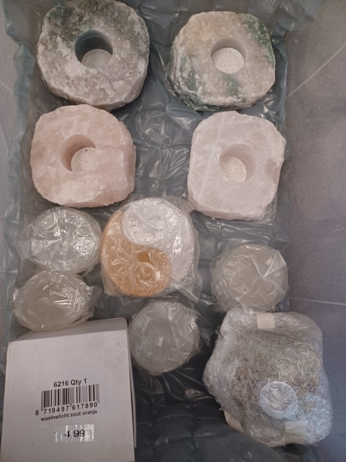 Mooie waxinehouders van kwarts en seleniet, Huis en Inrichting, Overige materialen, Nieuw, Ophalen of Verzenden, Kandelaar