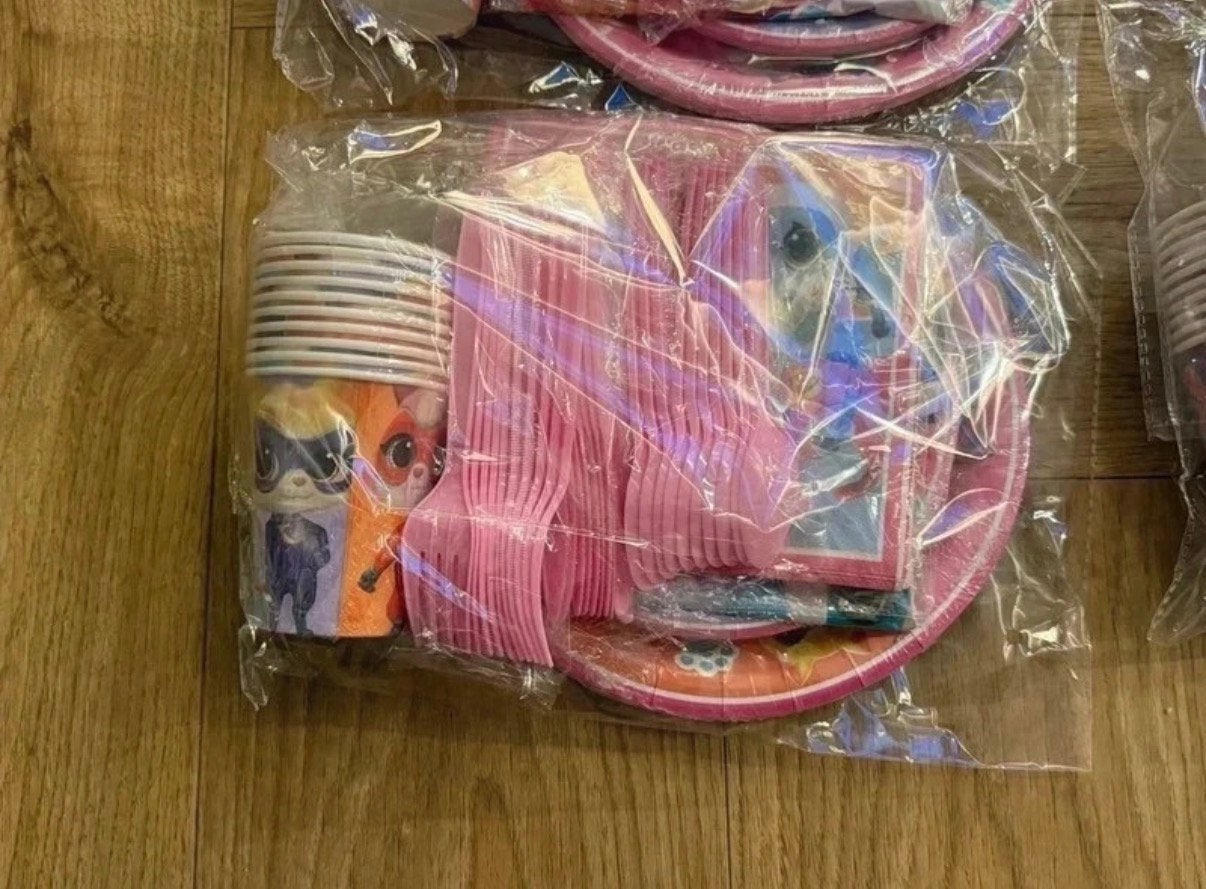 Superkitties versiering - wegwerp servies, Verzenden, Nieuw