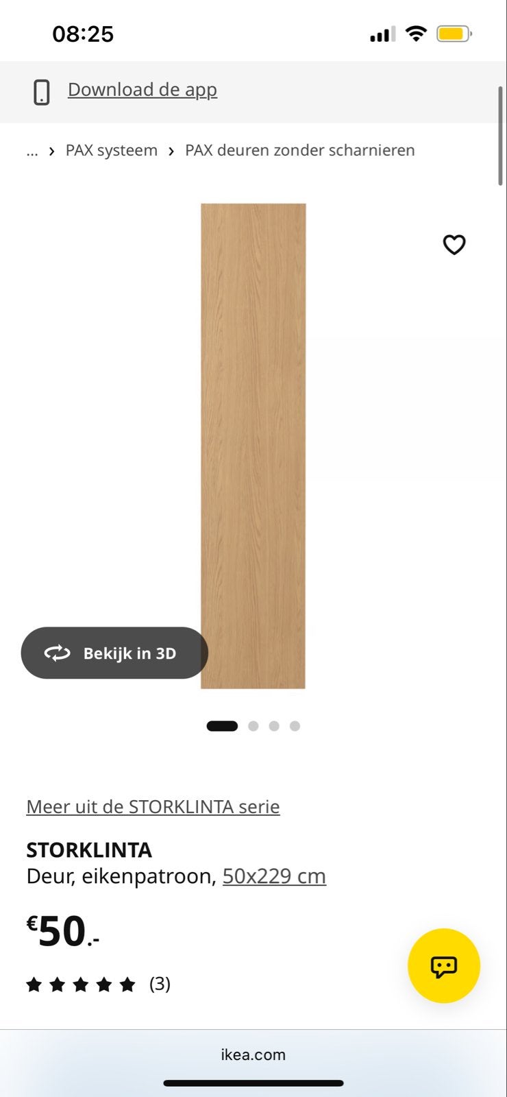 STORKLINTA deur ikea, Ophalen, 200 cm of meer, 50 tot 100 cm, Zo goed als nieuw