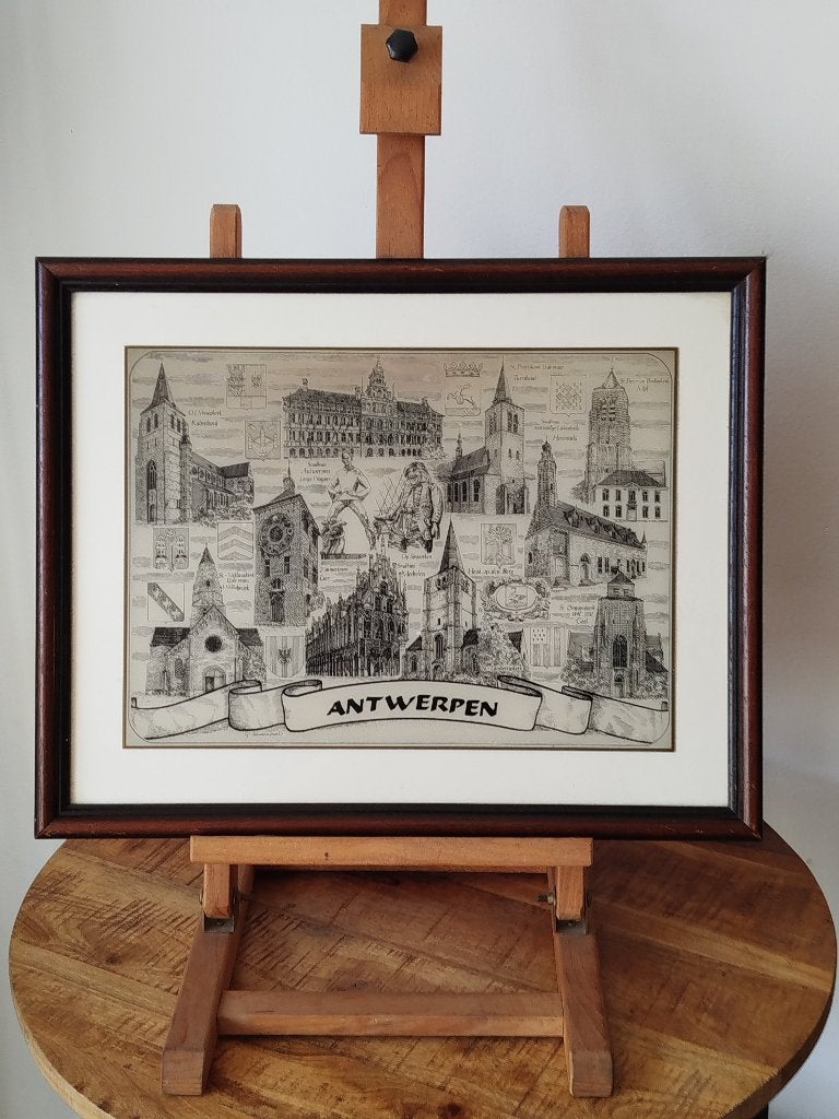 Glasgravure Gerard Swaenepoel – Antwerpen (bekende gebouwen), 2000 tot heden, Ingelijst, 40 cm, 50 cm