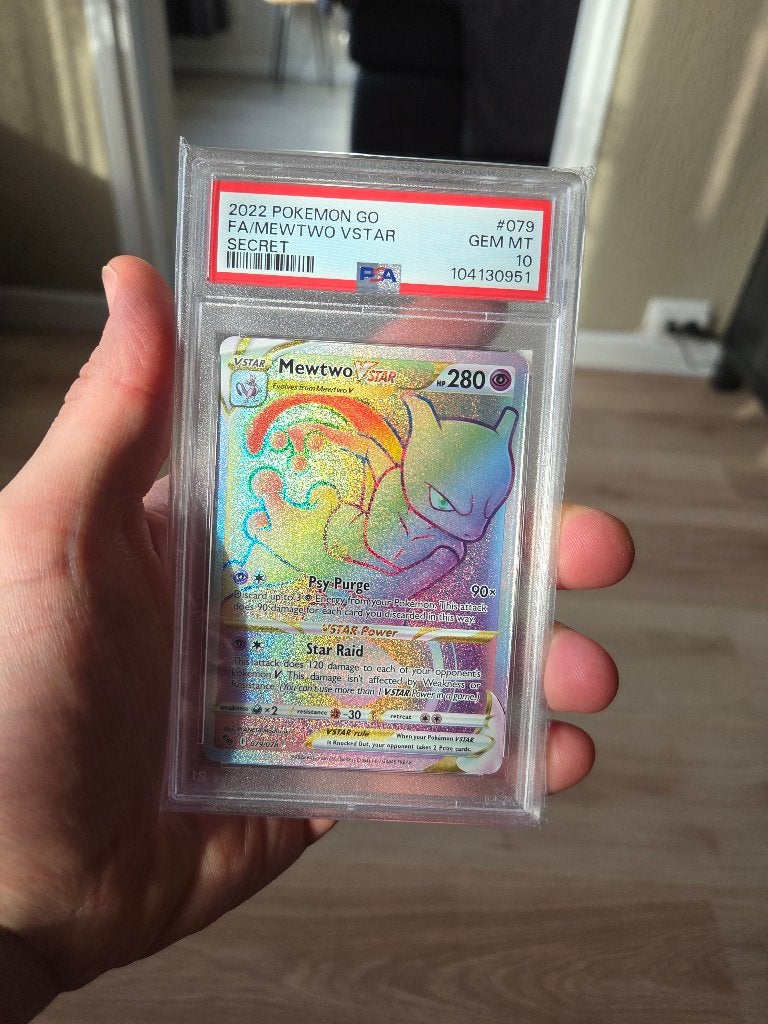 mewtwo vstar #079 pokemon go secret rare rainbow psa 10, Ophalen of Verzenden, Zo goed als nieuw, Losse kaart, Foil