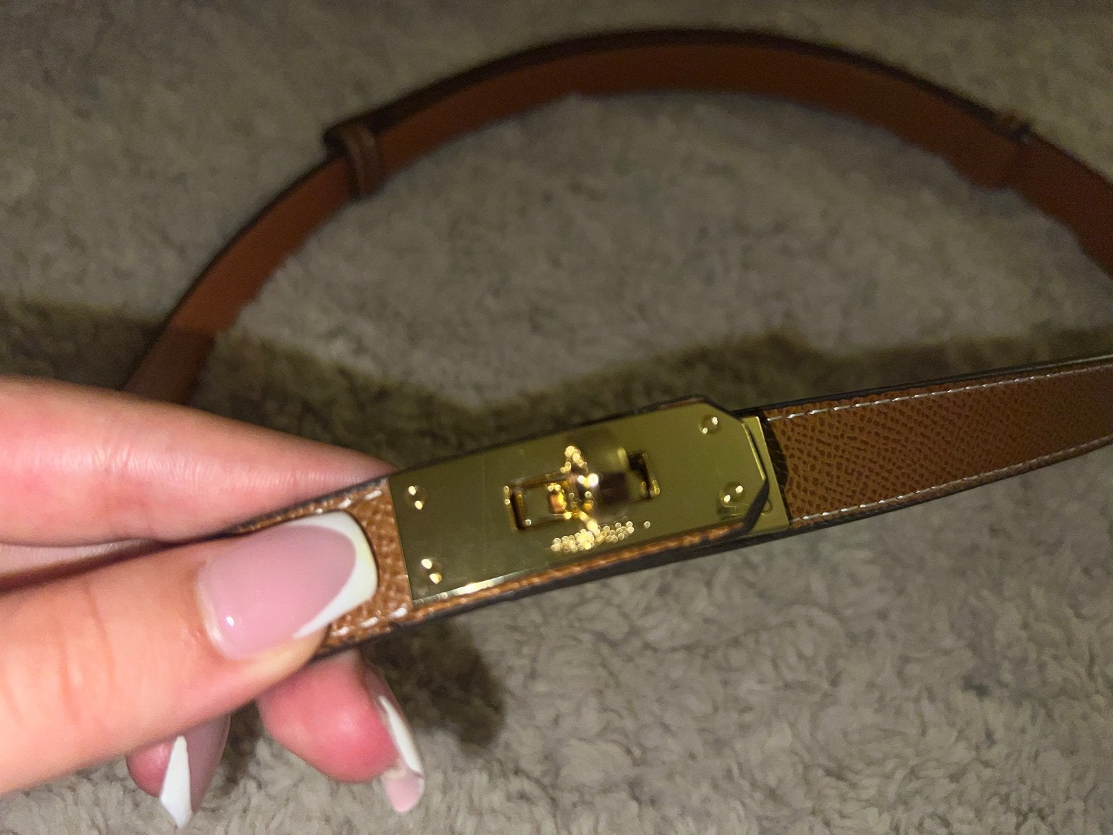 Hermes riem bruin met gouden hardware, Kleding | Dames, Riemen en Ceinturen, Minder dan 3 cm, 80 tot 90 cm, Bruin, Echt leder