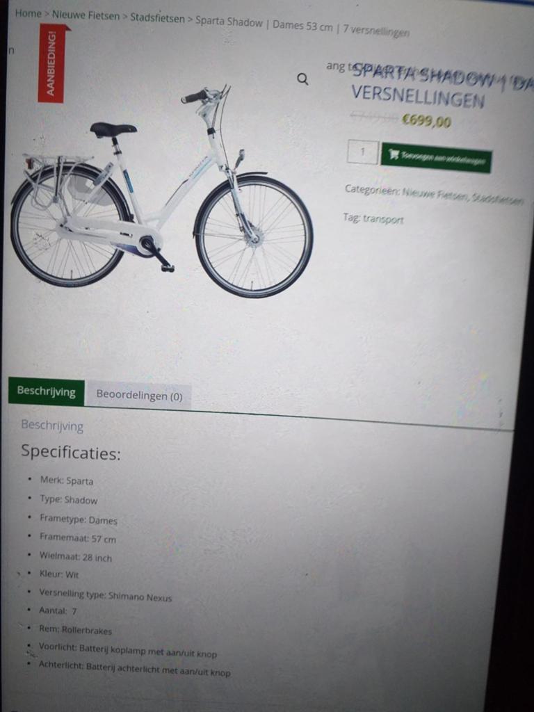 Sparta shadow, Fietsen en Brommers, Fietsen | Dames | Damesfietsen, Sparta, 56 cm of meer, Trommelrem, Ophalen