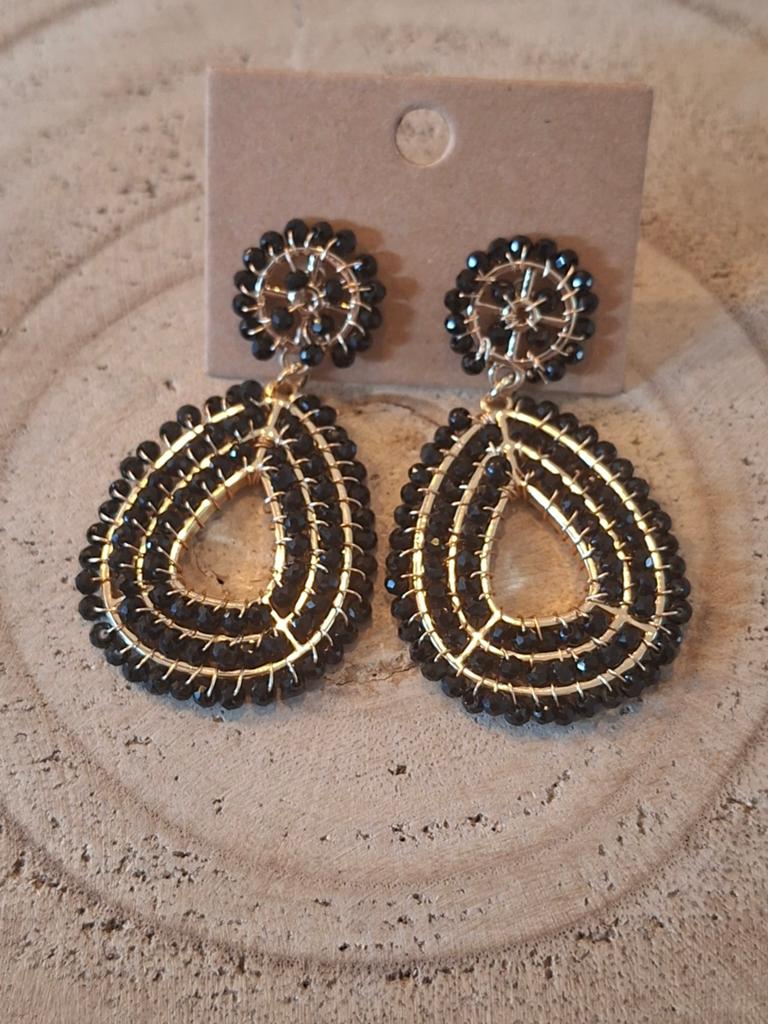 Bohemian oorbellen zwart., Sieraden, Tassen en Uiterlijk, Oorbellen, Met kristal, Overige materialen, Hangers, Zwart