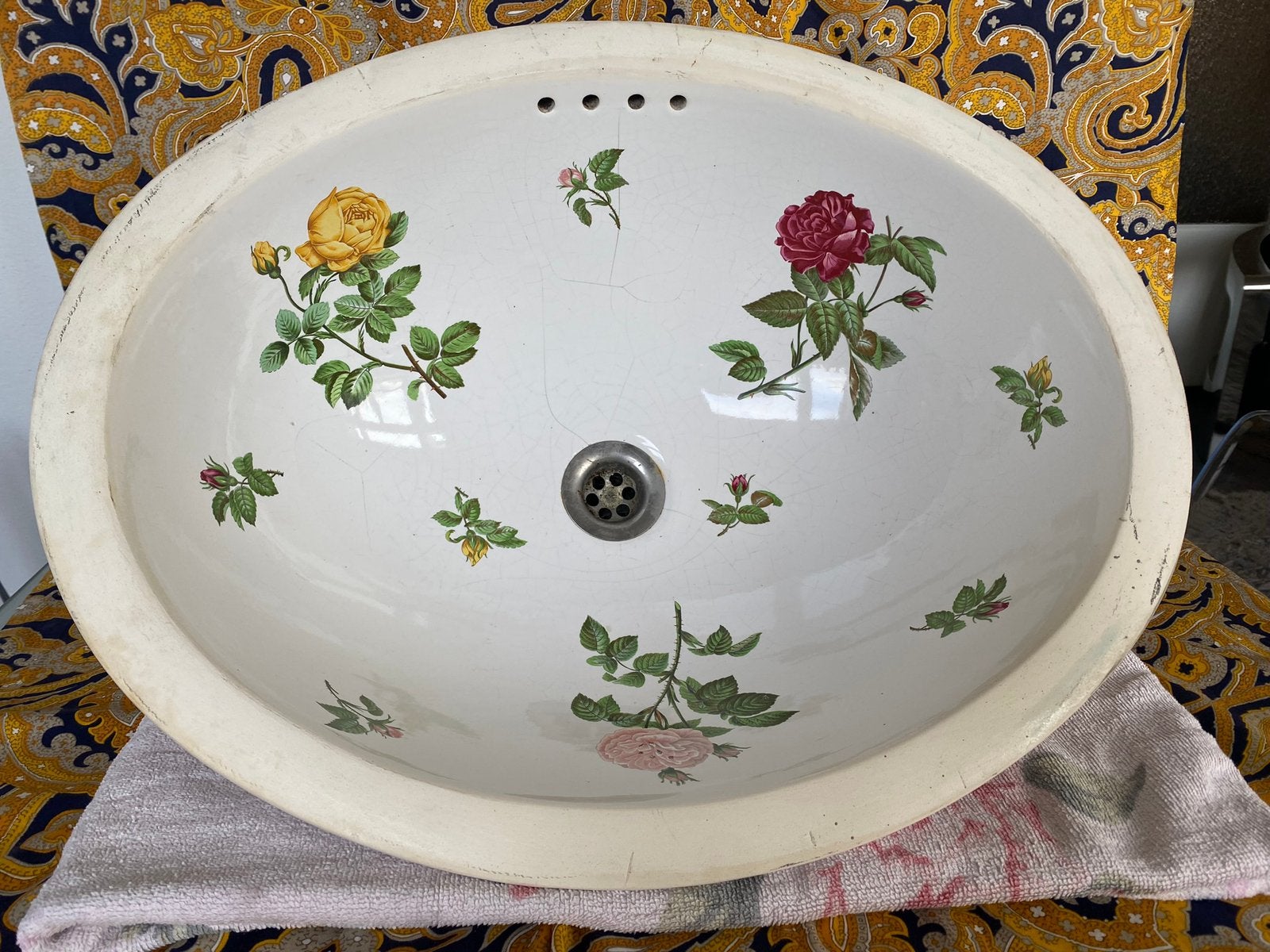 ANTIEKE PORSELEINEN WASTAFEL (PORCELAINE de PARIS)., Ophalen of Verzenden