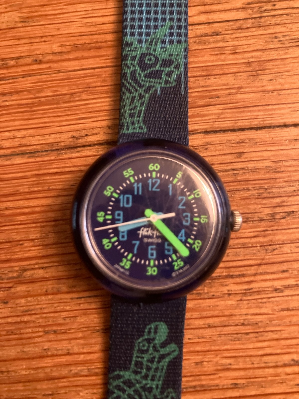 Flik Flak 5+ Power Time FPNP135 Cyberozaurus Horloge, Ophalen of Verzenden, Zo goed als nieuw, Blauw, Jongen of Meisje