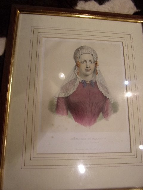 Jeune Fille de Maassluis Environs de Rotterdam Litho ca.1850, Origineel, 34 cm, 1800 - 1899, 41 cm