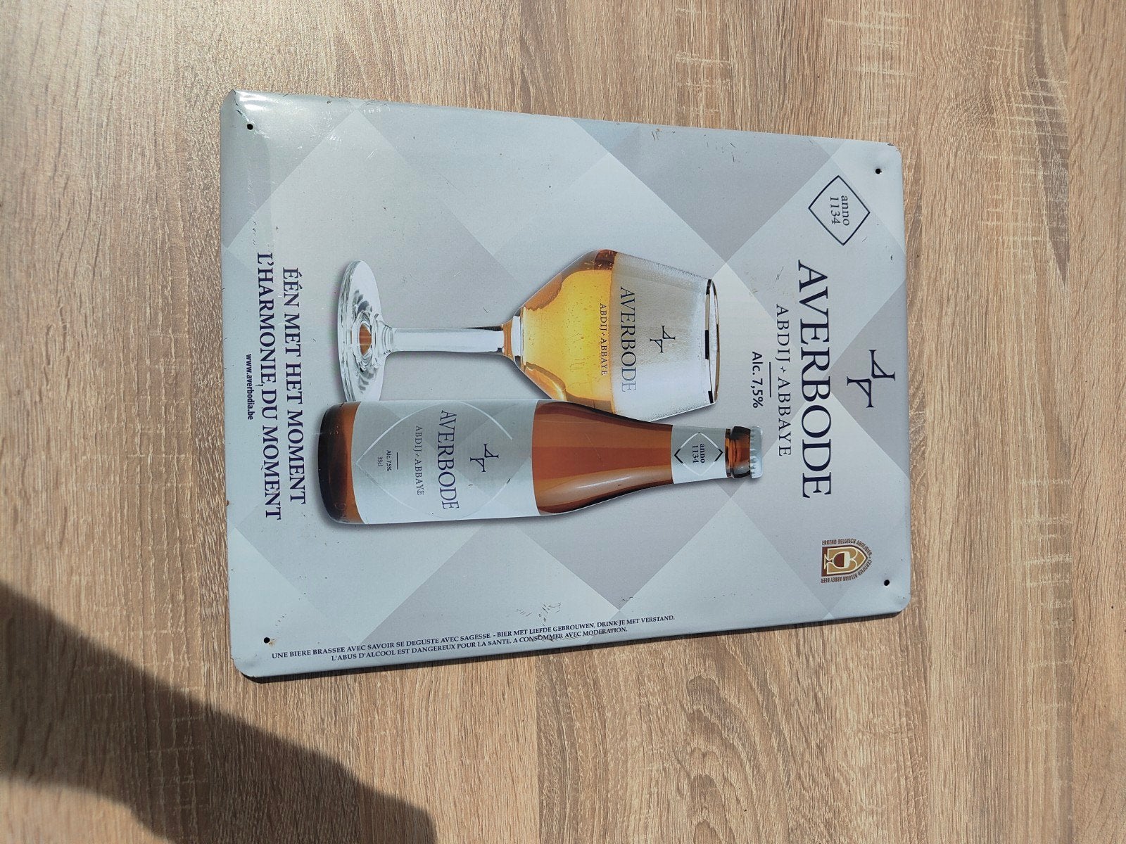 Averbode Abdijbier Reclamebord - Vintage Look, Ophalen of Verzenden, Gebruikt, Reclamebord
