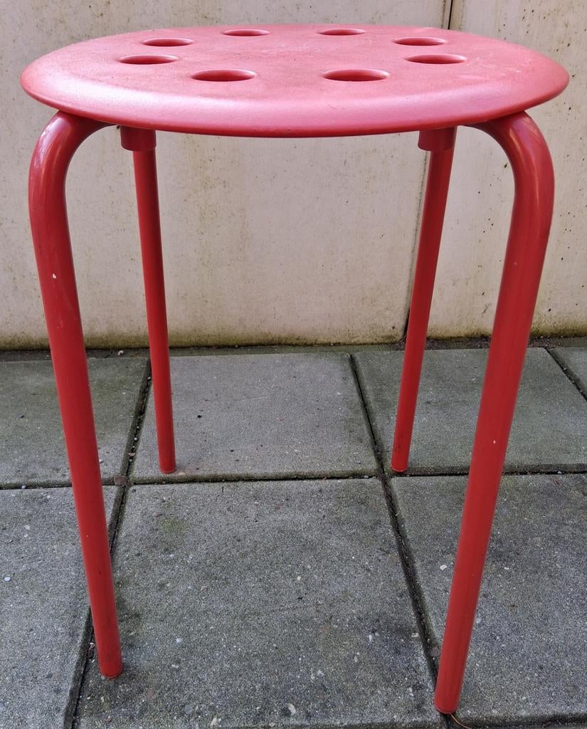 Rode vintage Ikea kruk, Ophalen, Kunststof