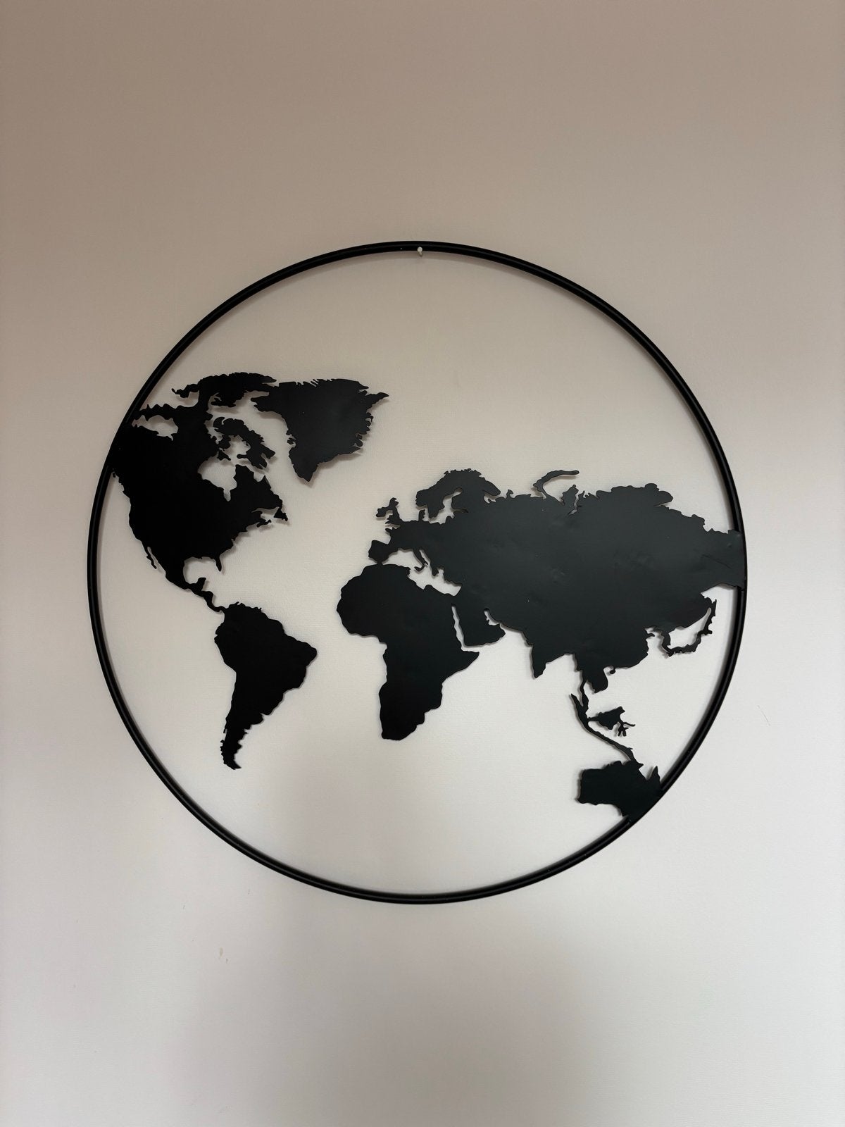 Metalen Wereldkaart Wanddecoratie - Zwart, Ophalen, Metaal, Gebruikt, Zwart