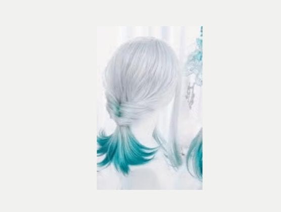 Prachtige anime cosplay pruik blauw wit synthetisch, Ophalen of Verzenden, Nieuw