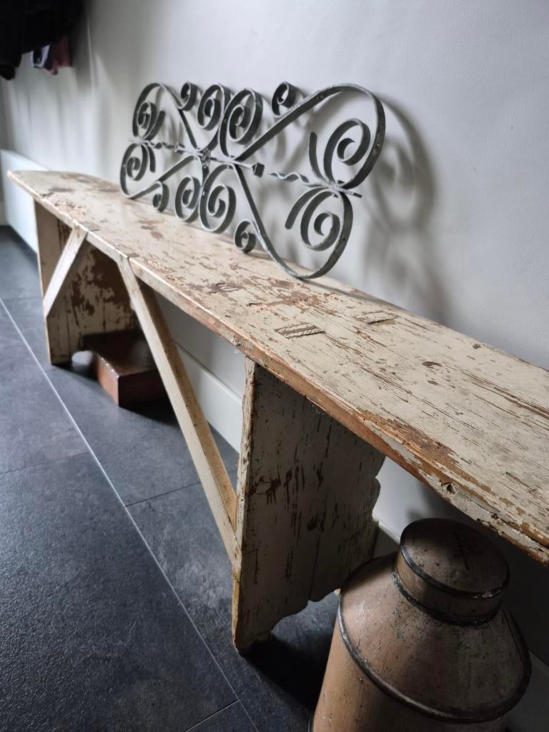 Rustieke houten bank met brocante uitstraling, Ophalen