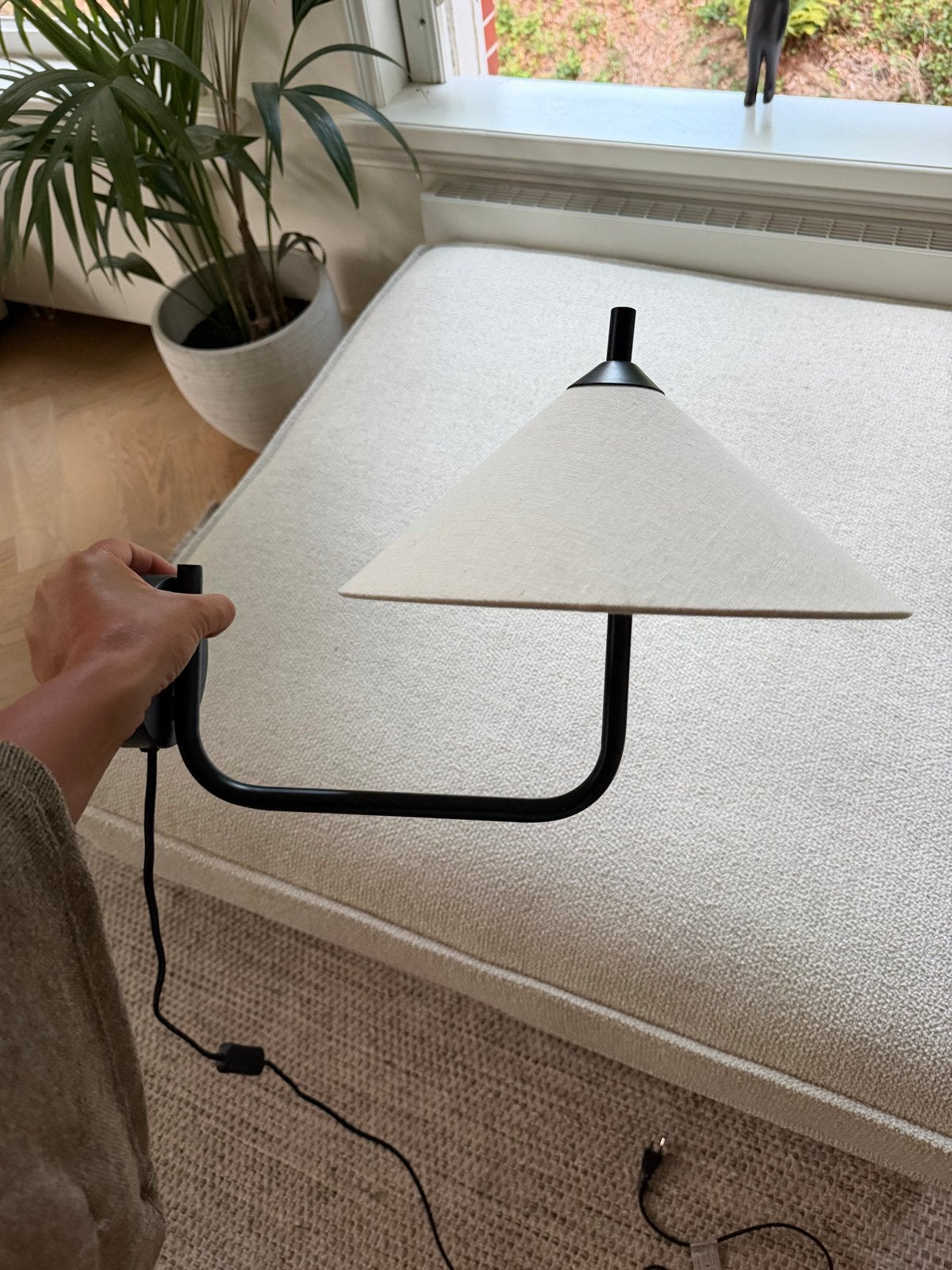 Muurlampje / Bedlampje met stoffen kap, Ophalen, Bedlamp, Zwart, Nieuw