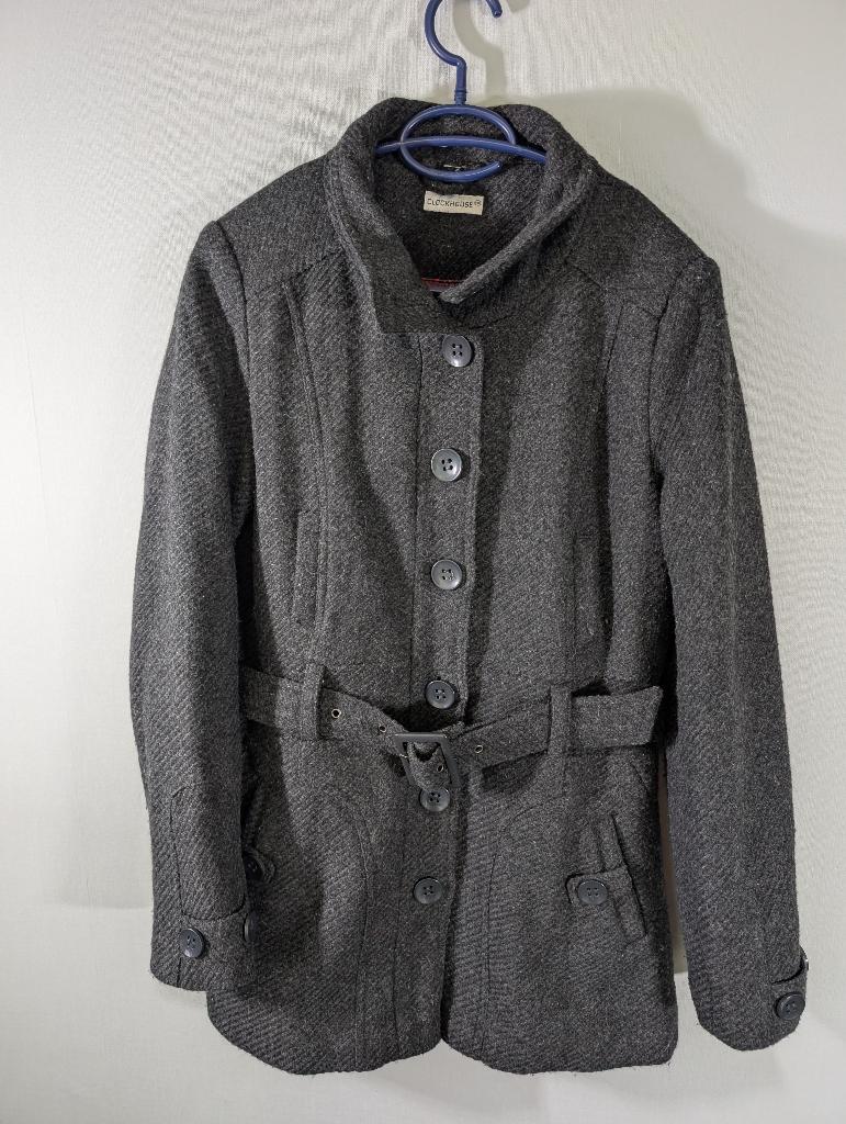 Winterjas Donkergrijs - mt L (42/44), Kleding | Dames, Jassen | Winter, Ophalen, Maat 42/44 (L), Grijs, Gedragen