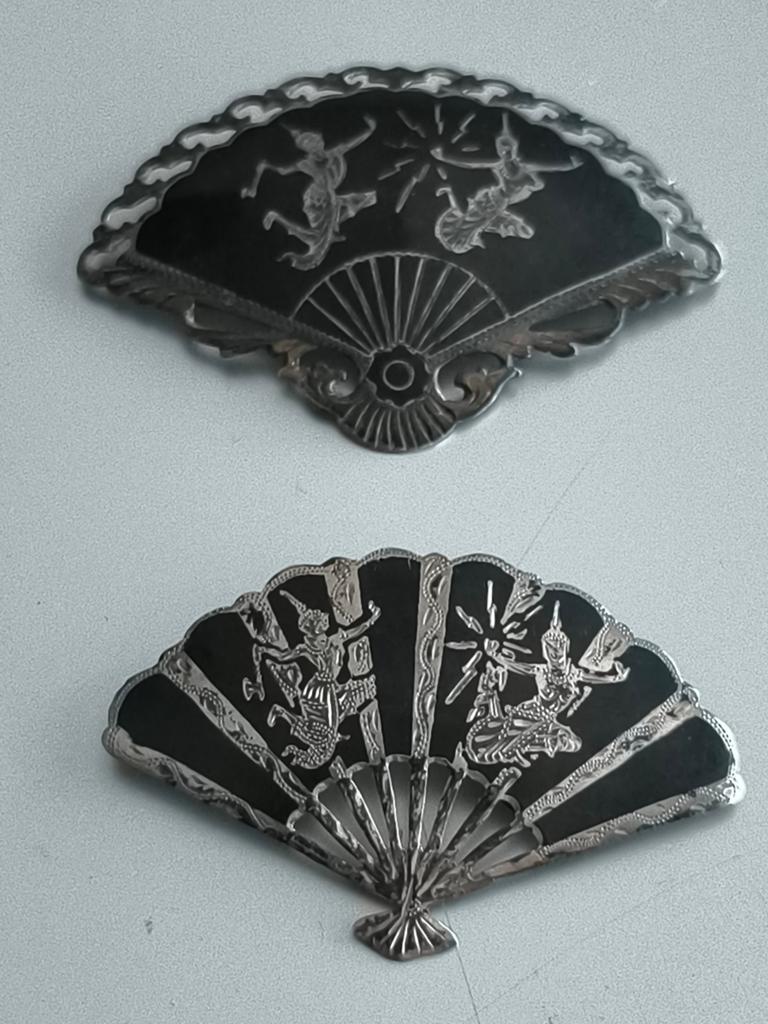 Sterling zilver broches 2x Siam, Ophalen of Verzenden, Zilver